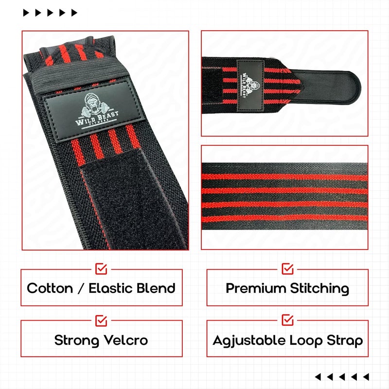 WildBeast Elbow Wraps for Weightlifting Men (Pair), Stretchable 41" Elbow Compression Strap, Weightlifting Straps for Bench Press, Strength Training & Fitness Support, Elbows Straps for Golfer's Elbows & Tendonitis - Image 3